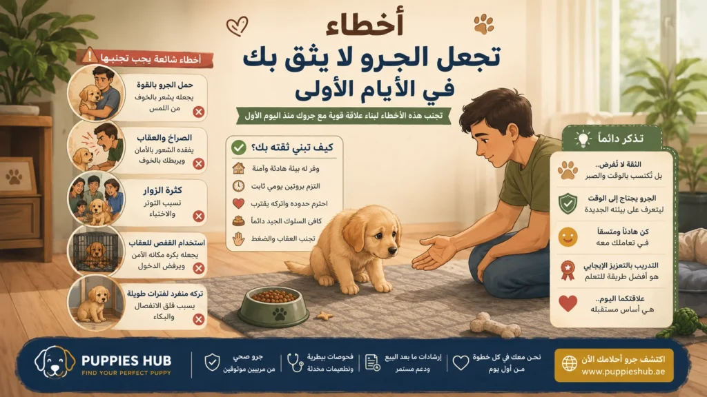 أخطاء تجعل الجرو لا يثق بك في الأيام الأولى