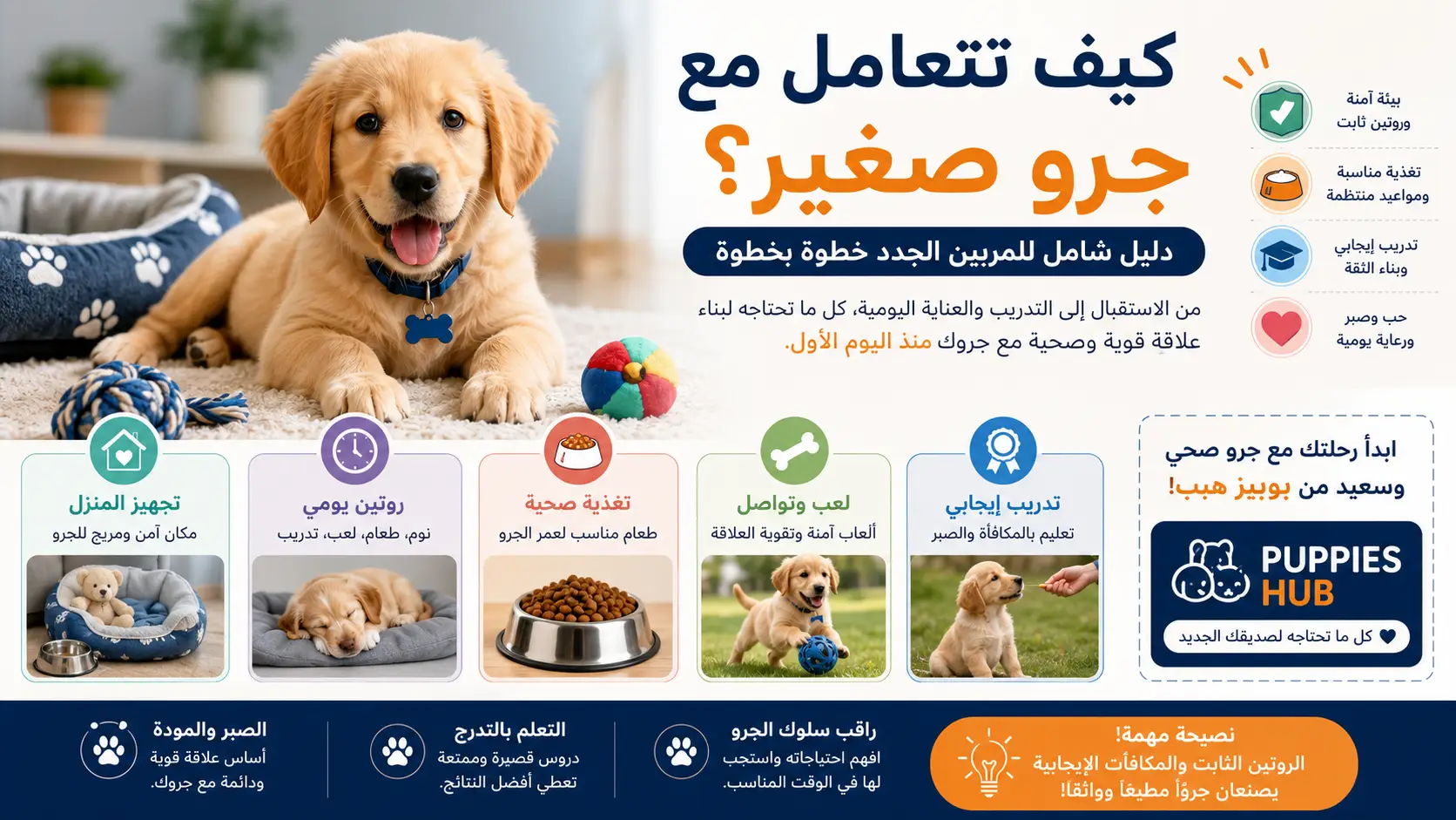 كيف اتعامل مع جرو صغير؟ دليل شامل للمربين الجدد خطوة بخطوة